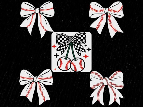 5 Baseball Bow Svg: Coquette Graphics & T-Shirt Designs