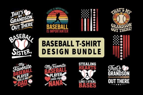 Baseball T-Shirt Design Bundle: Graphics & T-Shirt Designs