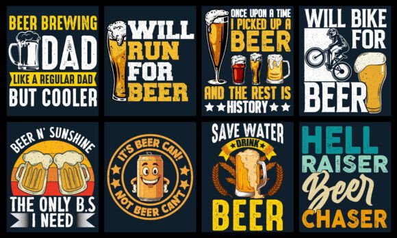 Beer T-Shirt Design Bundle: Graphics & T-Shirt Designs