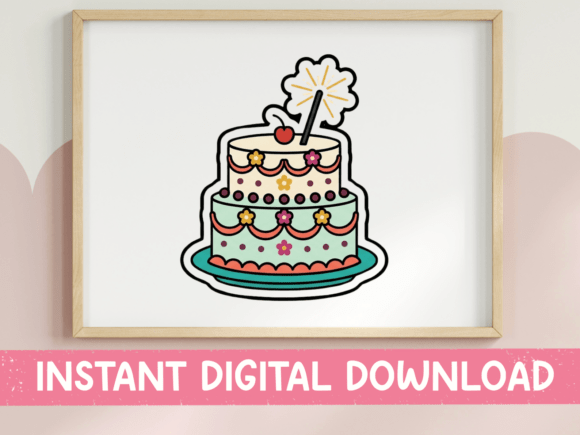 Birthday Cake Sticker Design: Graphics & T-Shirt Designs
