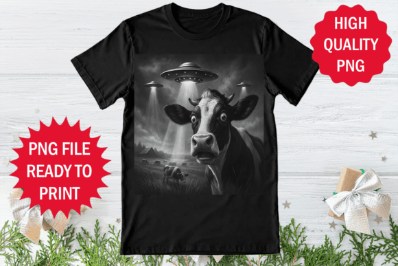 Funny Cow and Alien Ship Ufo Design Png Graphics Review