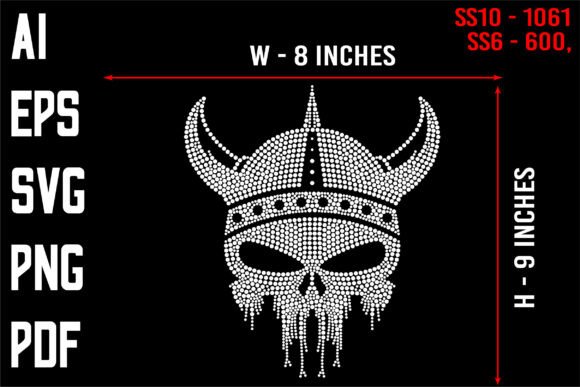 Viking Skull Rhinestone Design: Graphics & T-Shirt Designs