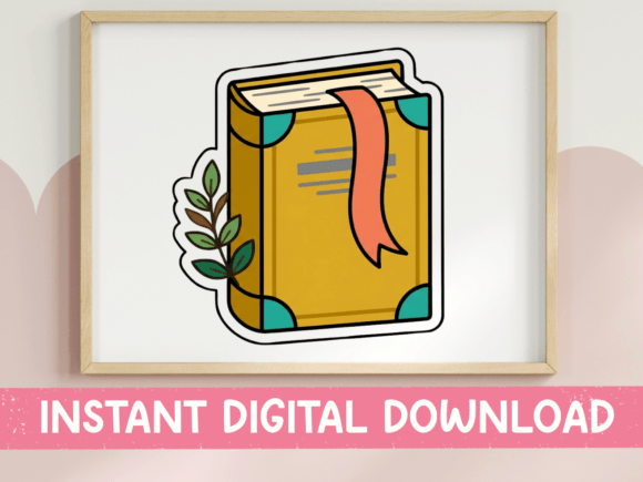 Vintage Book Botanical Sticker Design Graphics